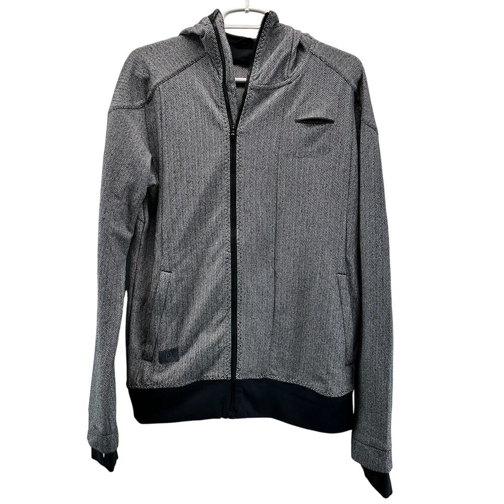 Brooks Pure Project Men's Black grey Hooded Zip Jacket Asymmetrical Zip Small